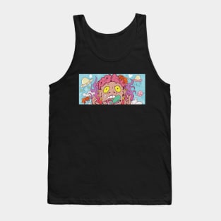 Super dope brain is on fire cartoon colorful illustration Tank Top